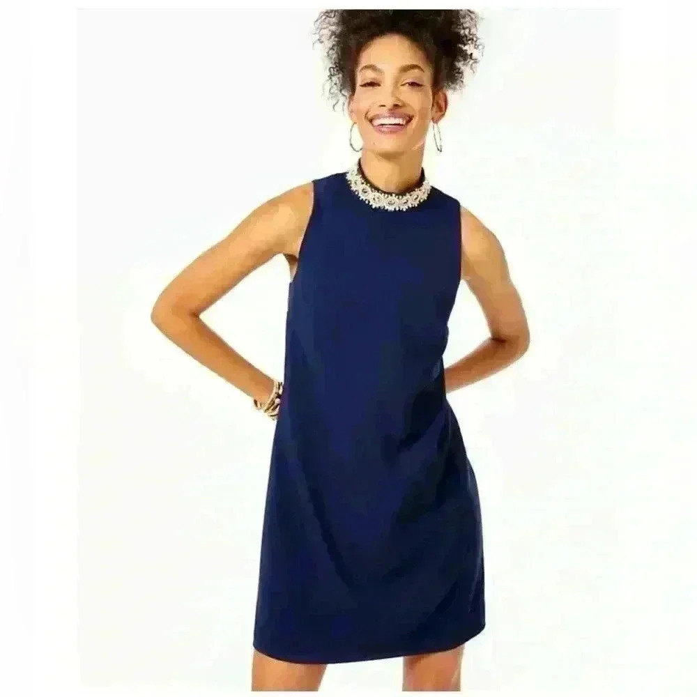 Lilly Pulitzer Brandi Stretch Shift Dress True Navy Size 0 NWOT - Picture 1 of 9